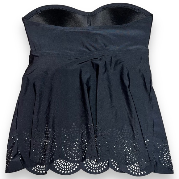 Merona Women's Black Mesh Lace Tankini Side Bone Ruche with Padding Size Small - Picture 8 of 9